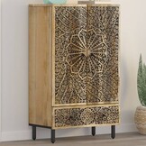 VidaXL Hoge Kast Massief Mangohout 60x33x100 cm - 55% Korting