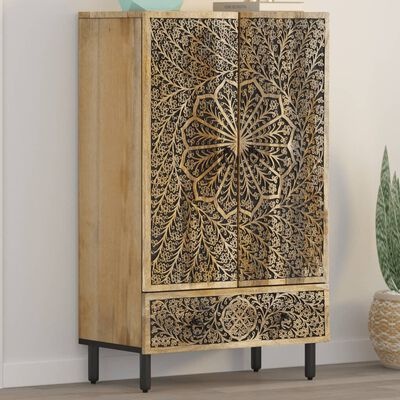 VidaXL Hoge Kast Massief Mangohout 60x33x100 cm - 55% Korting