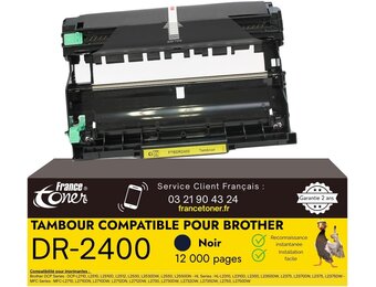 Lasertrommel, trommel, zeer hoge capaciteit 12.000 pagina's, komt overeen met Brother DR-2400, voor laserprinters, standaardformaat, zwart