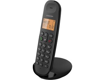 Logicom ILOA 100 Cordless Landline Phone without Answering Machine - Solo - Analog & DECT Phones - Black