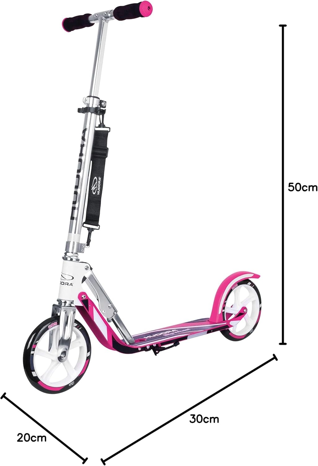Hudora Big Wheel GC 205 Steps - Wit / Roze - Opvouwbaar
