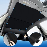 Tesla Model Y Zonneklep voor en achter - Opvouwbaar voor Open Raam - Accessoires Model Y (zwart en zilver)