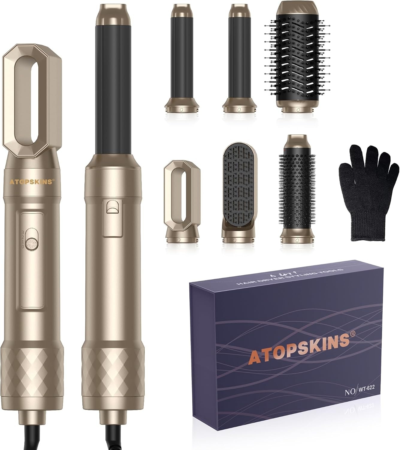 6-in-1 Haarstyler: Volume, Drogen, Gladmaken, Krullen | 1000W