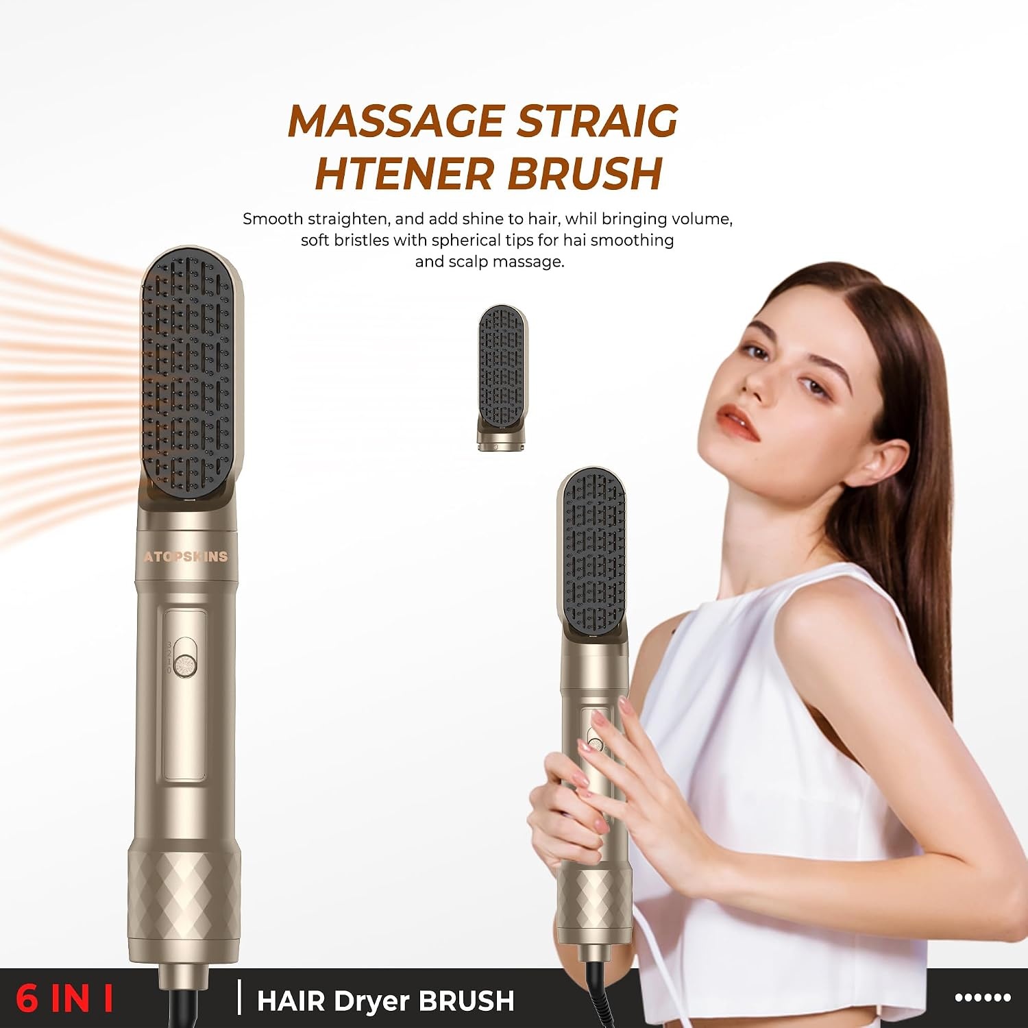 6-in-1 Haarstyler: Volume, Drogen, Gladmaken, Krullen | 1000W
