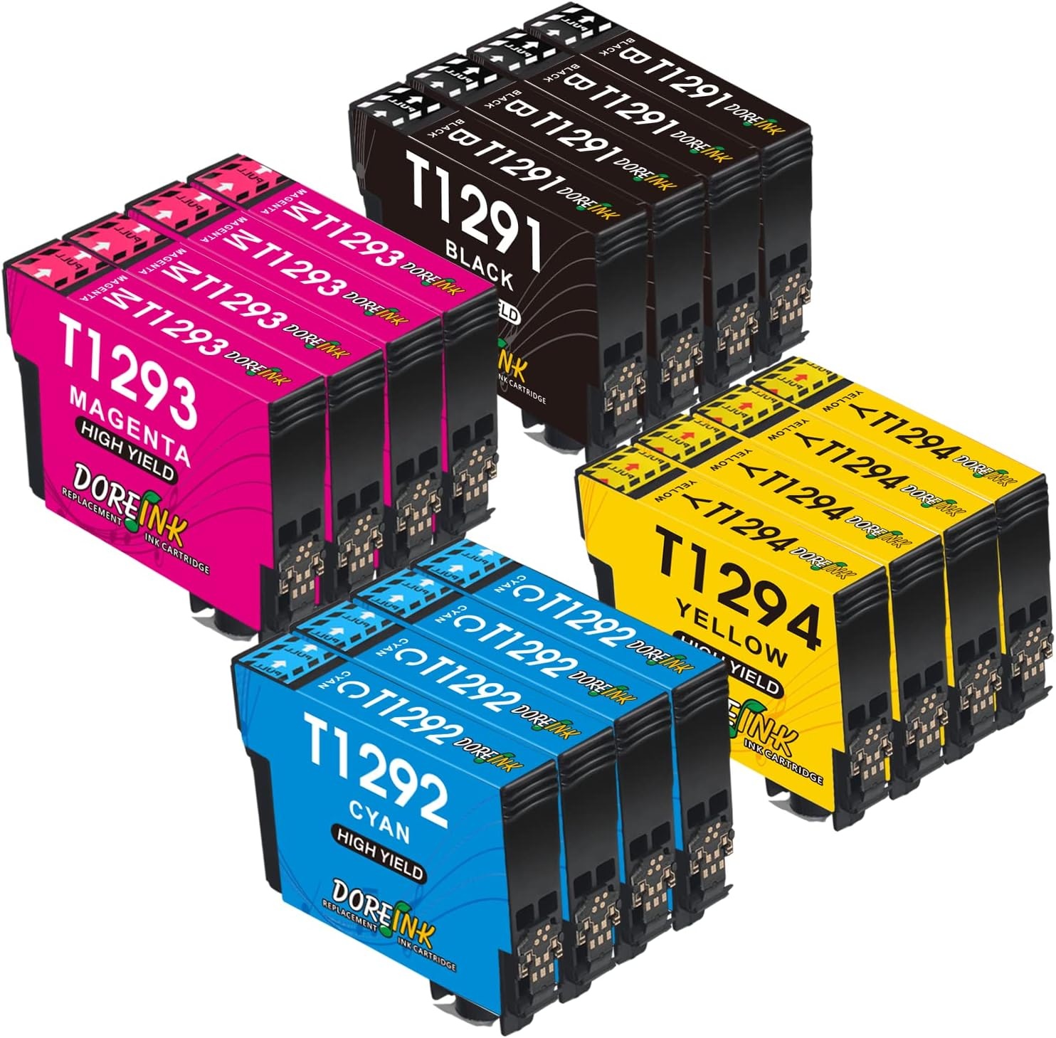 T1295 Multipack Replacement for Epson T1291 T1292 T1293 T1294 Printer Cartridges Compatible with Epson Stylus SX435W SX235W SX420W SX230 SX425W SX445W SX440W Epson Stylus Office BX535wd (16