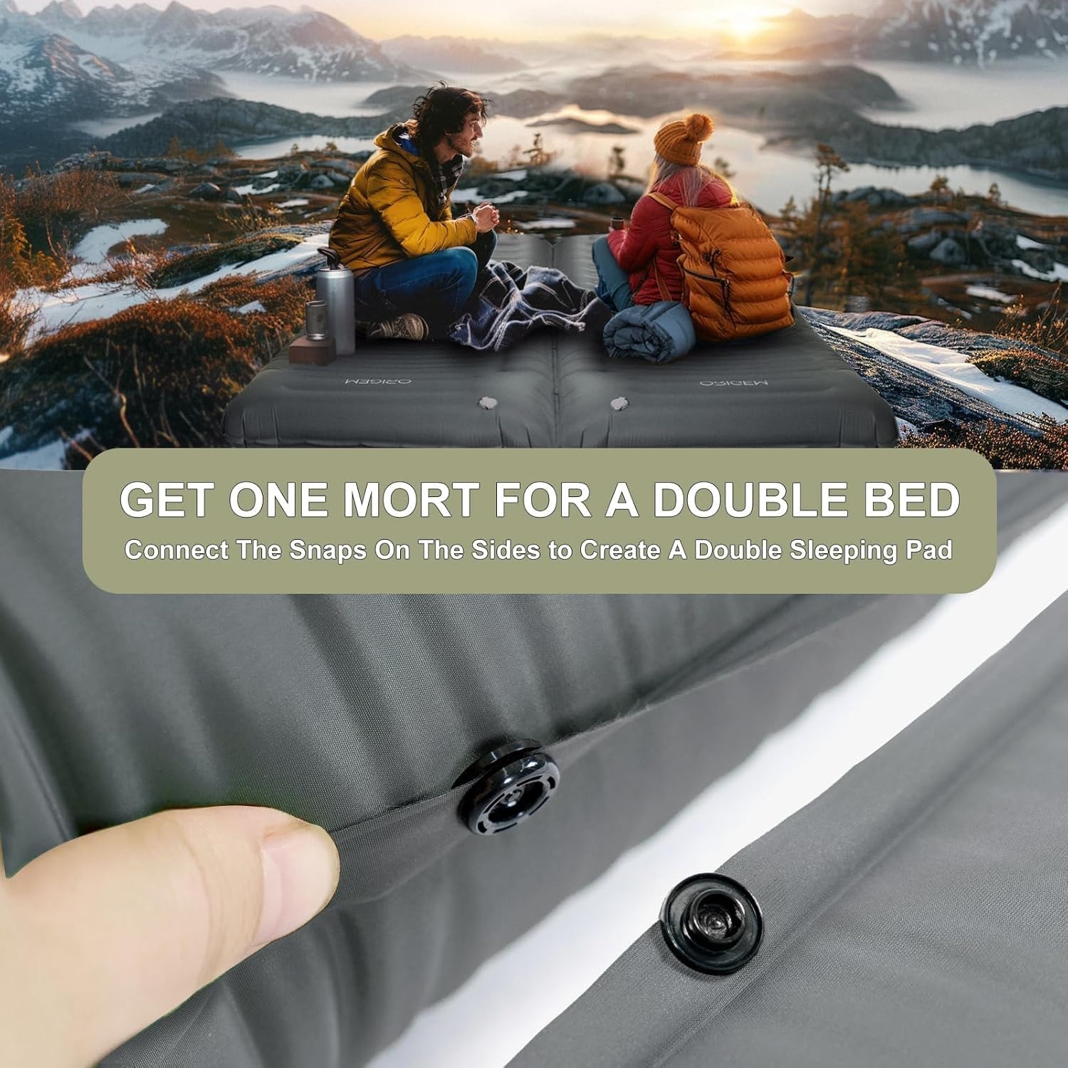 Oosterse mat campingmatras, 14 cm, ultralichte slaapmat, opblaasbare kleine verpakkingsgrootte, opblaasbaar voetluchtmatras buiten met voetpomp