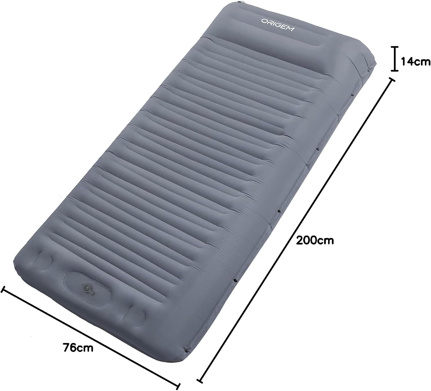 Oosterse mat campingmatras, 14 cm, ultralichte slaapmat, opblaasbare kleine verpakkingsgrootte, opblaasbaar voetluchtmatras buiten met voetpomp