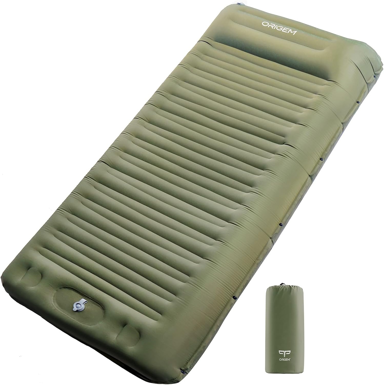 Oosterse mat campingmatras, 14 cm, ultralichte slaapmat, opblaasbare kleine verpakkingsgrootte, opblaasbaar voetluchtmatras buiten met voetpomp