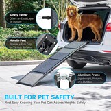 CO-Z Dog Ramp for Car, 170 cm Folding Pet Ramp for Large Dogs up to 90 kg with Non-Slip Rug Surface, Portable Dog Pet Stairs for Car SUV Truck Bed Sofa, Indoor and Outdoor Use - Maat 170 x 44 cm