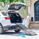CO-Z Dog Ramp for Car, 170 cm Folding Pet Ramp for Large Dogs up to 90 kg with Non-Slip Rug Surface, Portable Dog Pet Stairs for Car SUV Truck Bed Sofa, Indoor and Outdoor Use - Maat 170 x 44 cm
