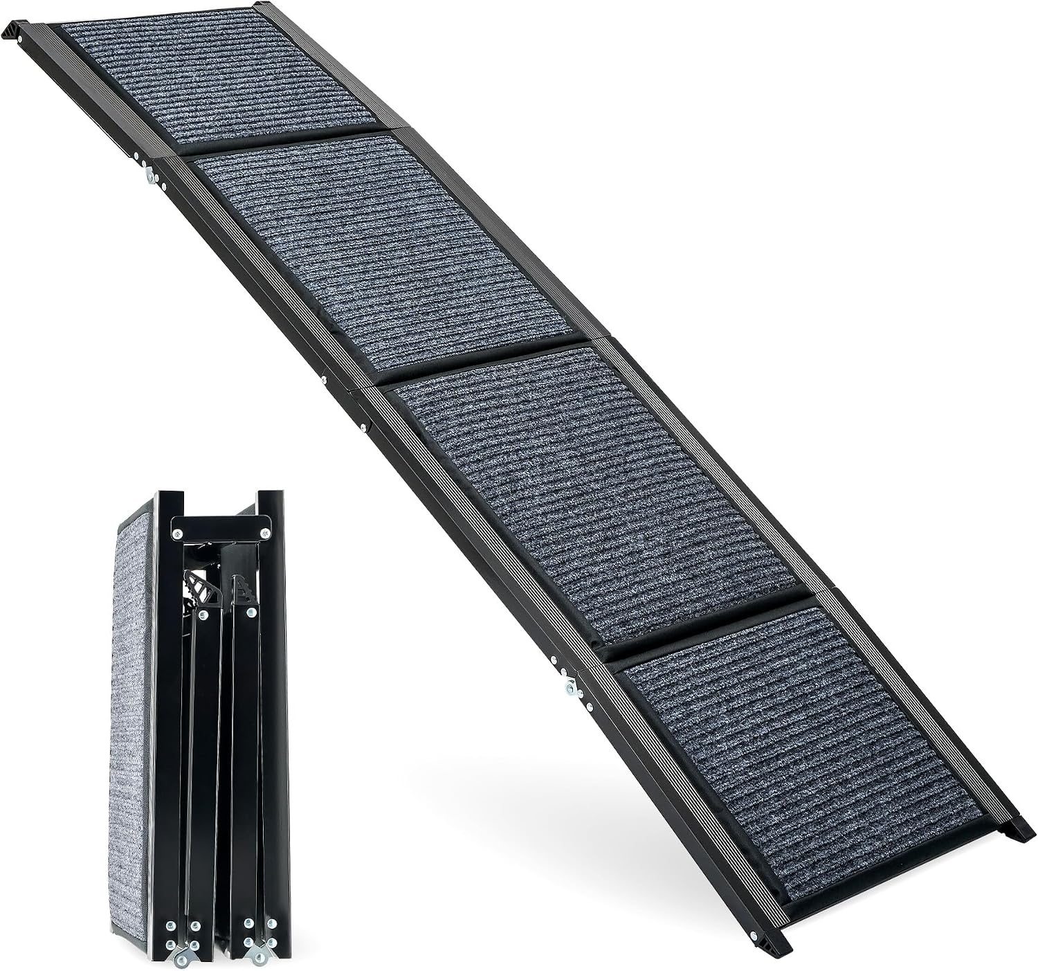CO-Z Dog Ramp for Car, 170 cm Folding Pet Ramp for Large Dogs up to 90 kg with Non-Slip Rug Surface, Portable Dog Pet Stairs for Car SUV Truck Bed Sofa, Indoor and Outdoor Use - Maat 170 x 44 cm