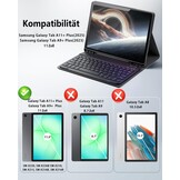 Hoesje voor Samsung Galaxy Tab A9+ Plus Generatie 11 Inch (2023) met Oplaadbaar Draadloos Bluetooth Duits Karakter Toetsenbord (QWERTZ) en Muis, Slot Case Magnetische Toetsenbord Case Zwart