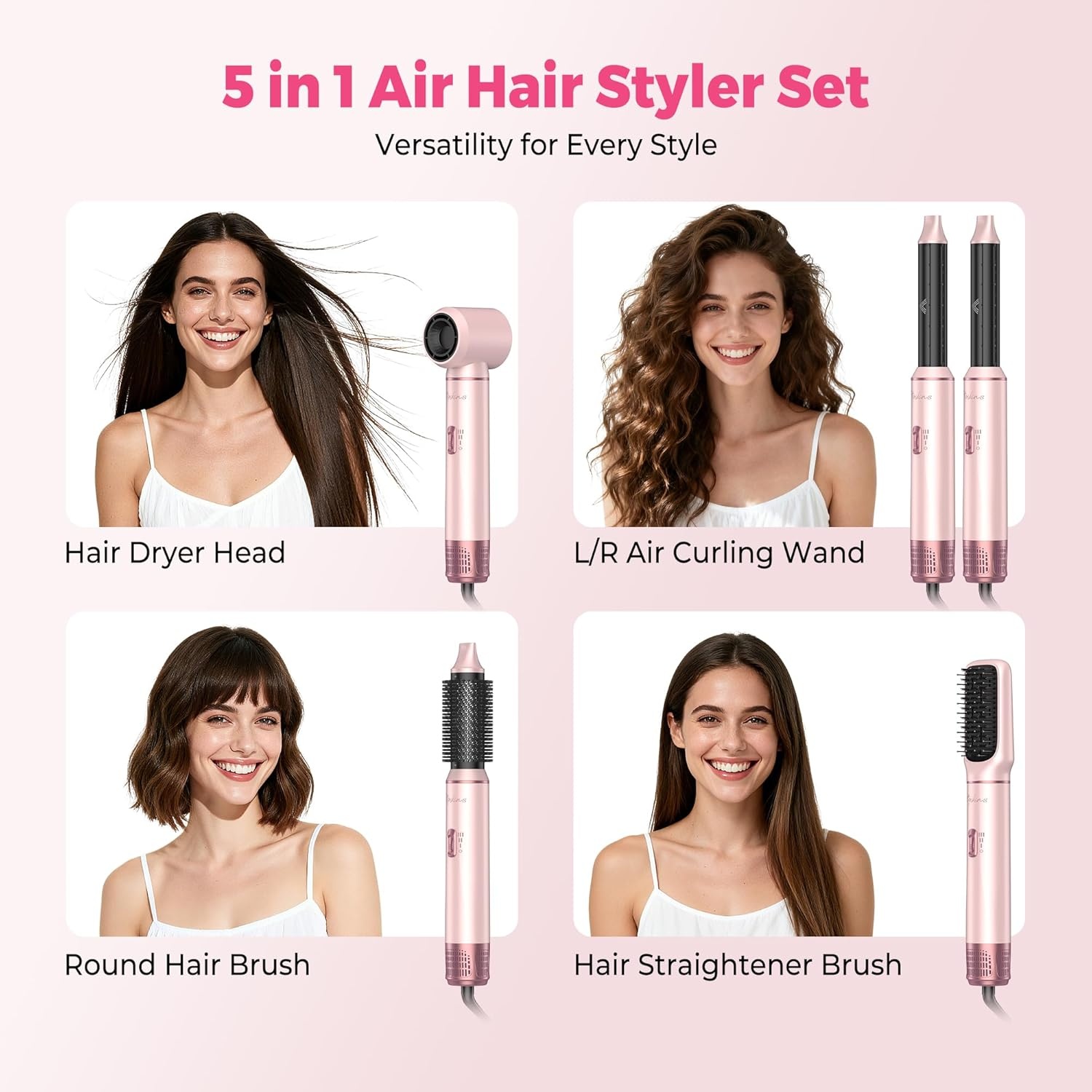 Roze Ronde Heteluchtborstel voor Haarstyling - 57% Korting