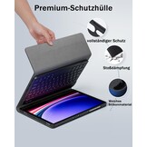 Hoesje voor Samsung Galaxy Tab A9+ Plus Generatie 11 Inch (2023) met Oplaadbaar Draadloos Bluetooth Duits Karakter Toetsenbord (QWERTZ) en Muis, Slot Case Magnetische Toetsenbord Case Zwart