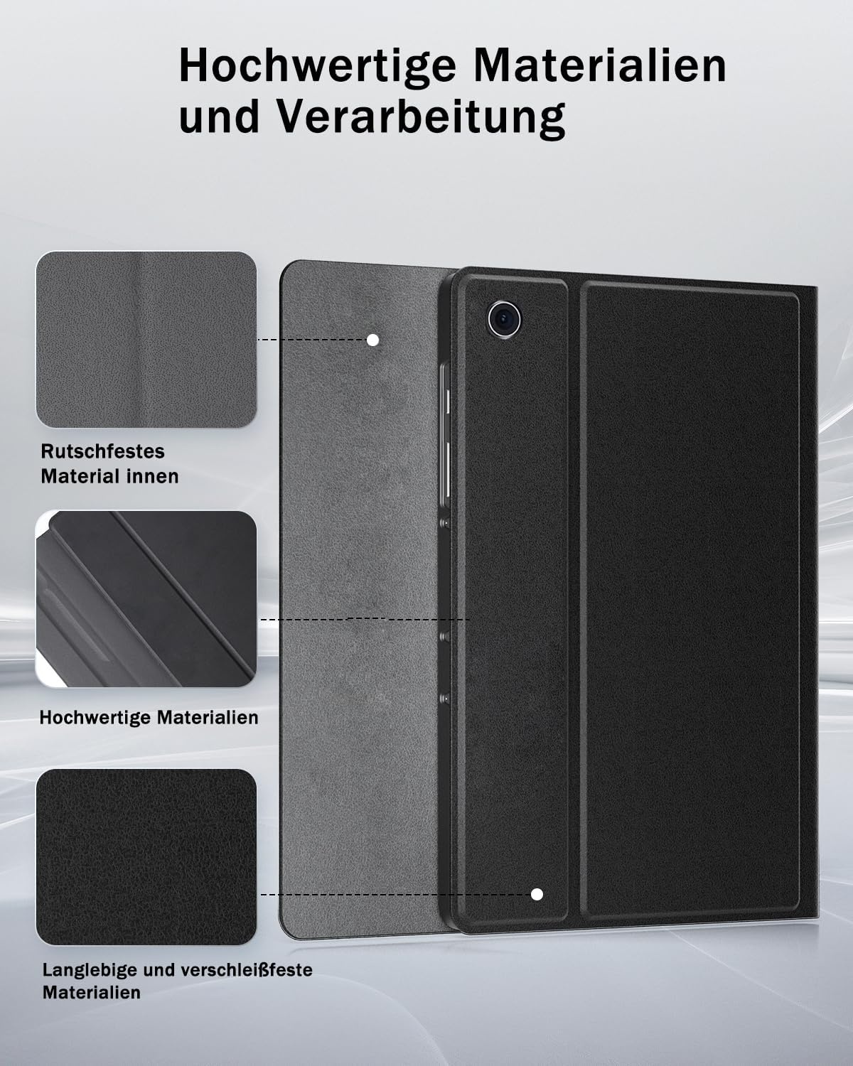 Hoesje voor Samsung Galaxy Tab A9+ Plus Generatie 11 Inch (2023) met Oplaadbaar Draadloos Bluetooth Duits Karakter Toetsenbord (QWERTZ) en Muis, Slot Case Magnetische Toetsenbord Case Zwart