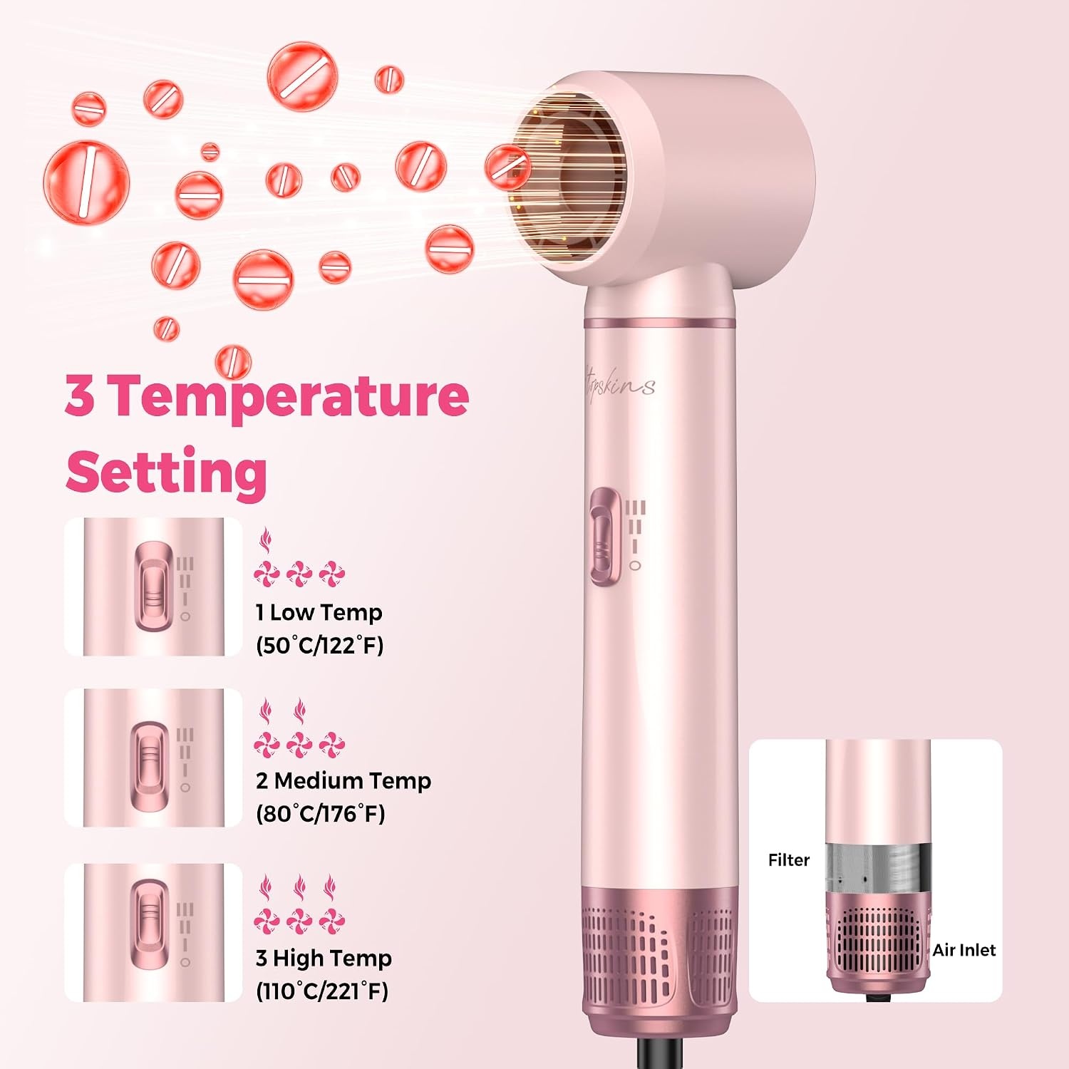 Roze Ronde Heteluchtborstel voor Haarstyling - 57% Korting