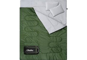 Tweepersoons Slaapzak Groen 220x150cm | 0-10°C | Splitsbaar + 2 Kussens | 29% Korting!