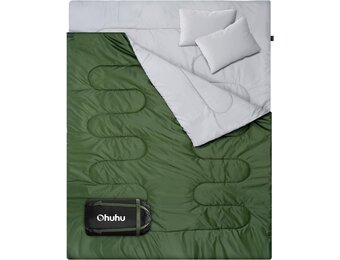 Ohuhu Tweepersoons Slaapzak - Groen - 220 x 150 cm - Inclusief 2 Kussens