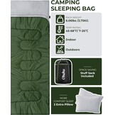 Ohuhu Tweepersoons Slaapzak - Groen - 220 x 150 cm - Inclusief 2 Kussens