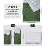 Ohuhu Tweepersoons Slaapzak - Groen - 220 x 150 cm - Inclusief 2 Kussens
