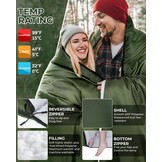 Ohuhu Tweepersoons Slaapzak - Groen - 220 x 150 cm - Inclusief 2 Kussens
