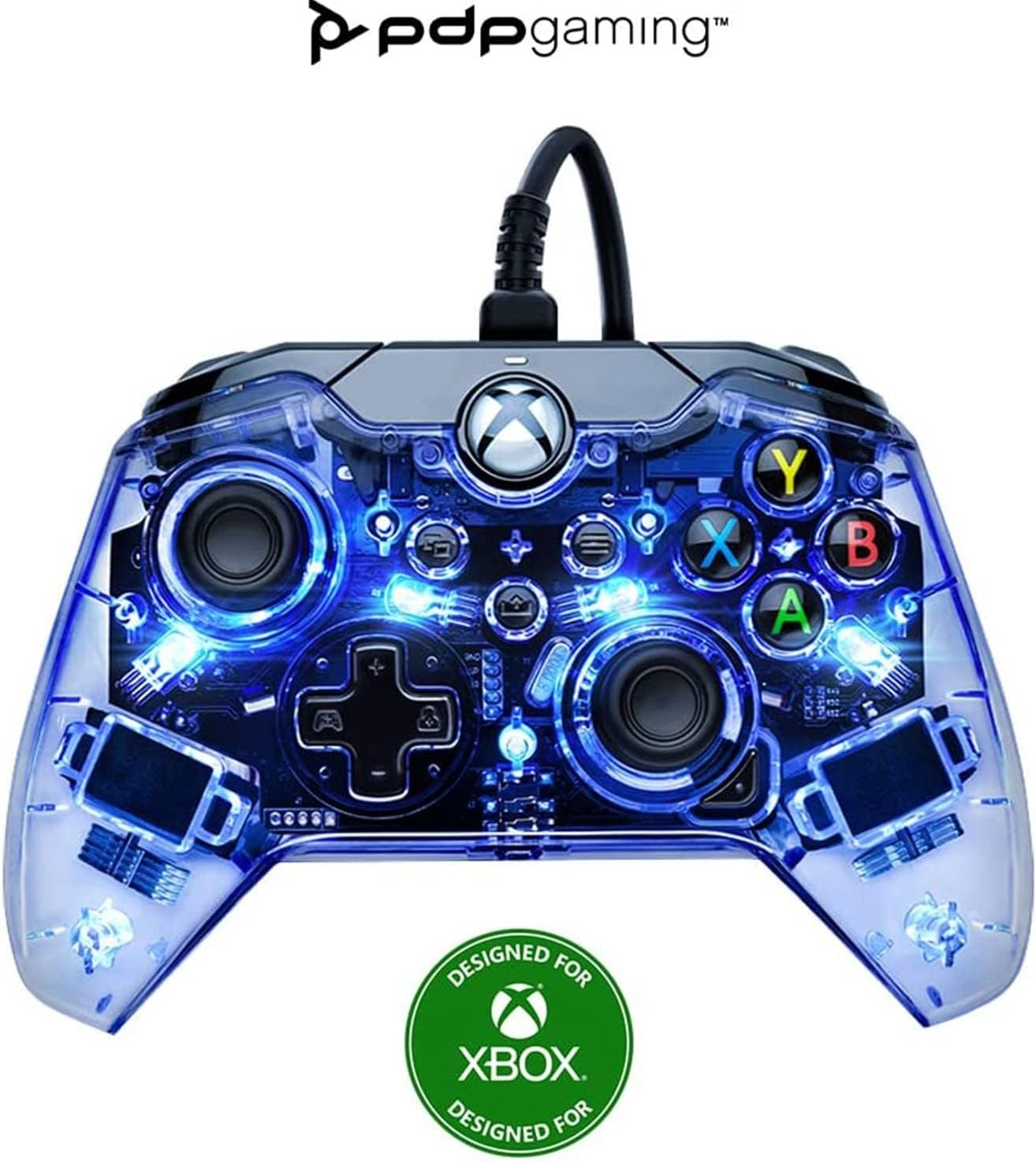 PDP Afterglow LED-gamecontroller met kabel - RGB Hue-kleurverlichting - USB-aansluiting - Audiobediening - Gamepad met dubbele vibratie - Xbox Series X|S, Xbox One, pc