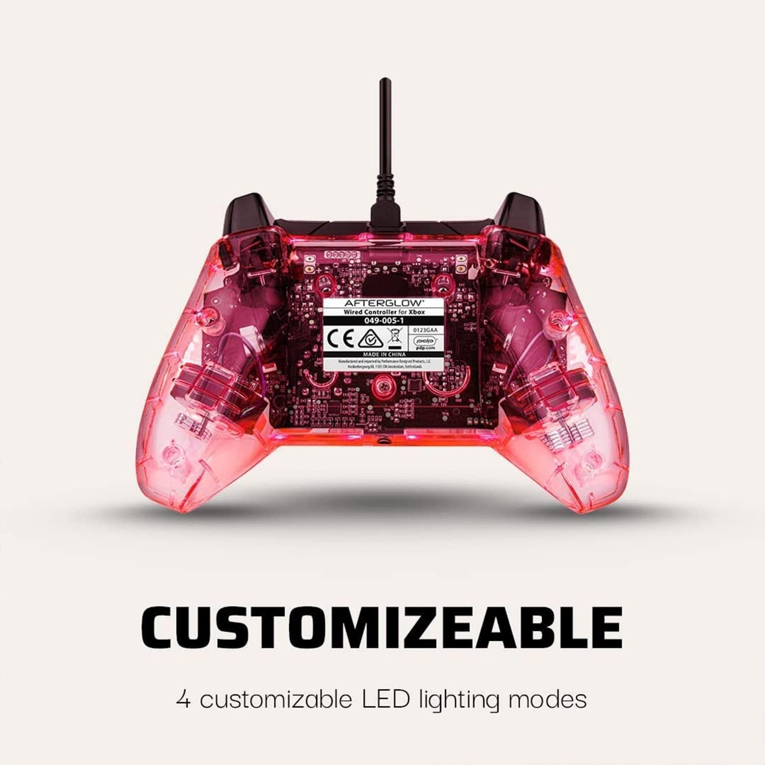 PDP Afterglow LED-gamecontroller met kabel - RGB Hue-kleurverlichting - USB-aansluiting - Audiobediening - Gamepad met dubbele vibratie - Xbox Series X|S, Xbox One, pc
