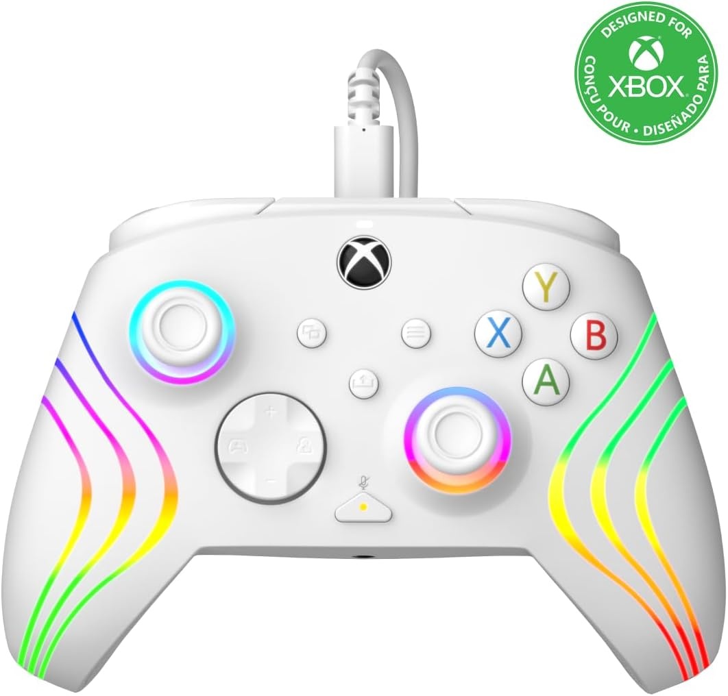 PDP Afterglow LED-gamecontroller met kabel - RGB Hue-kleurverlichting - USB-aansluiting - Audiobediening - Gamepad met dubbele vibratie - Xbox Series X|S, Xbox One, pc
