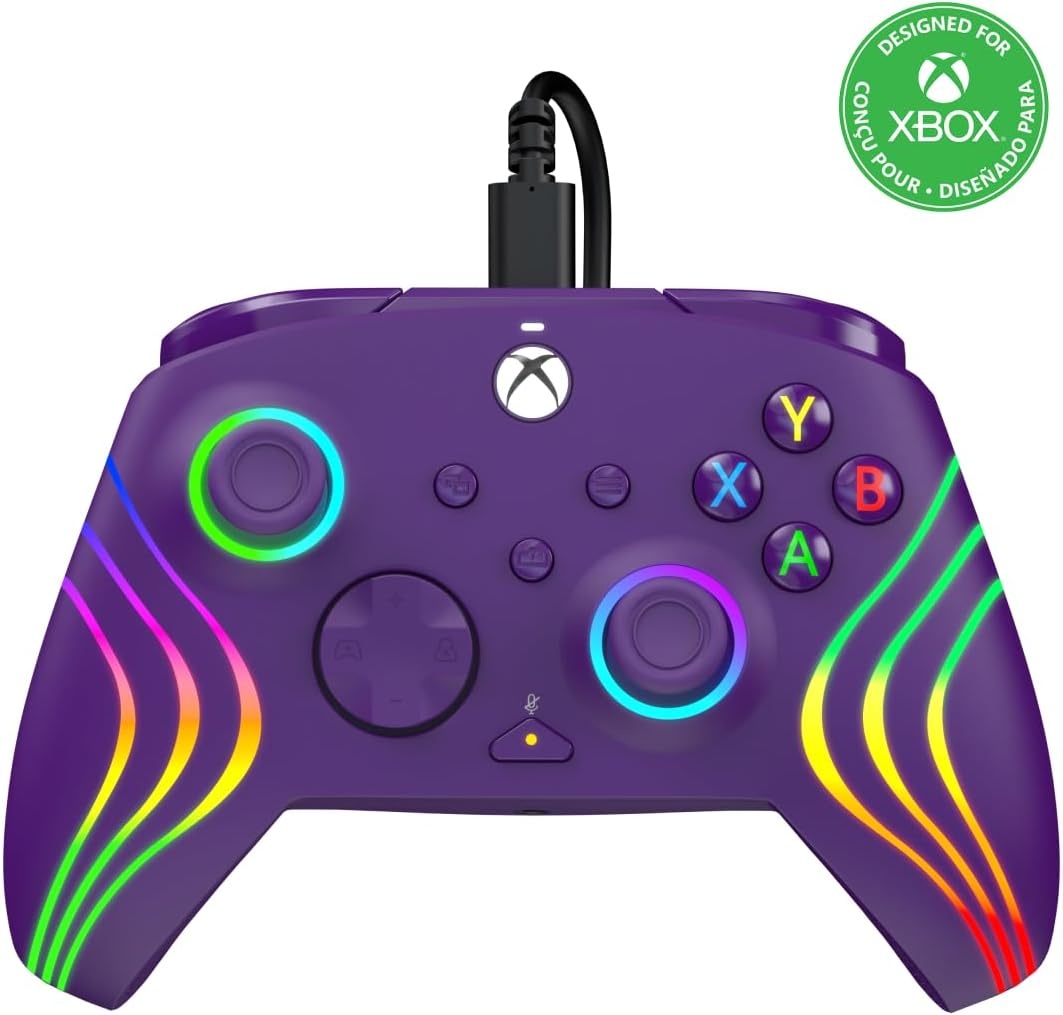 PDP Afterglow LED-gamecontroller met kabel - RGB Hue-kleurverlichting - USB-aansluiting - Audiobediening - Gamepad met dubbele vibratie - Xbox Series X|S, Xbox One, pc
