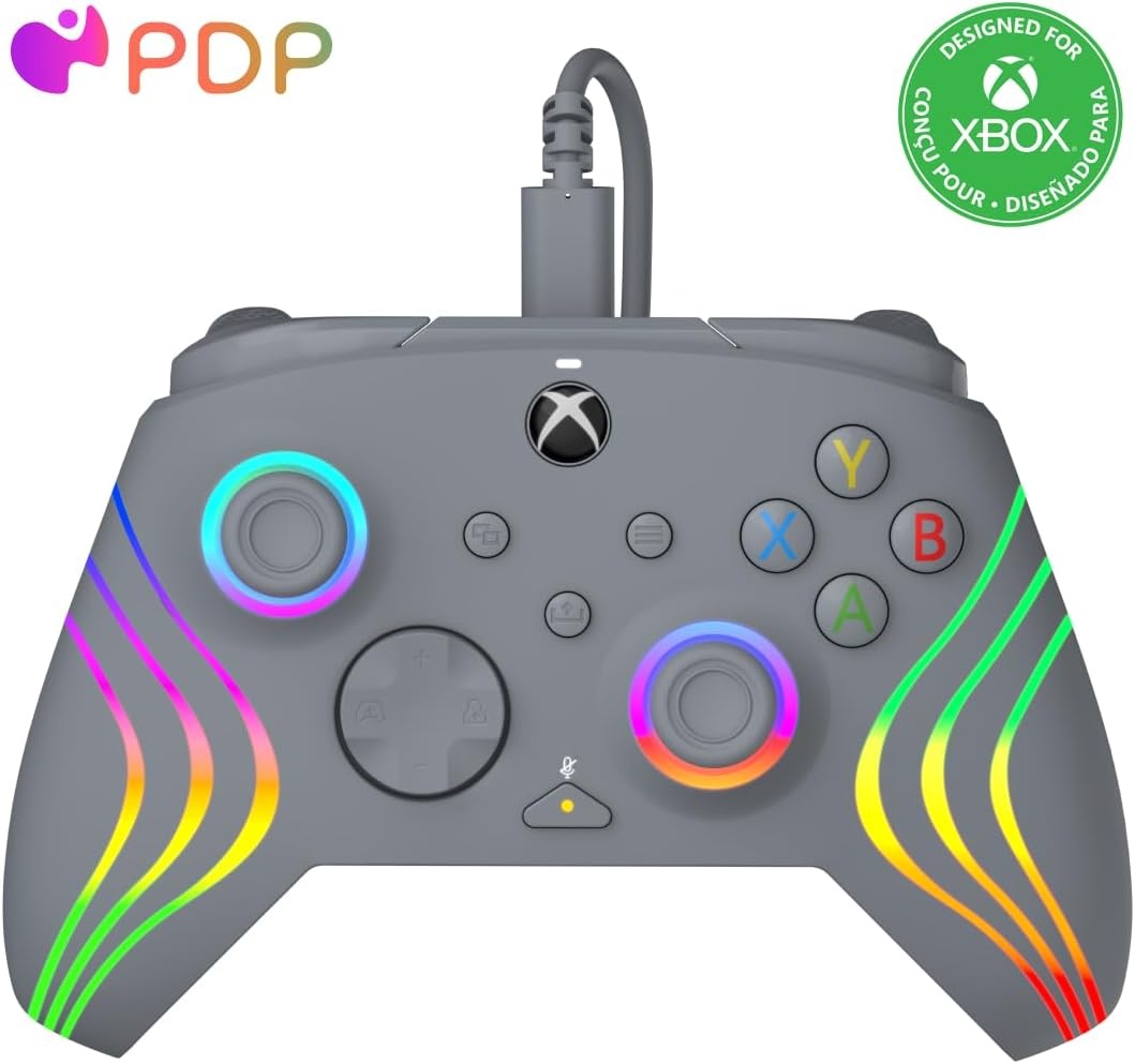 PDP Afterglow LED-gamecontroller met kabel - RGB Hue-kleurverlichting - USB-aansluiting - Audiobediening - Gamepad met dubbele vibratie - Xbox Series X|S, Xbox One, pc