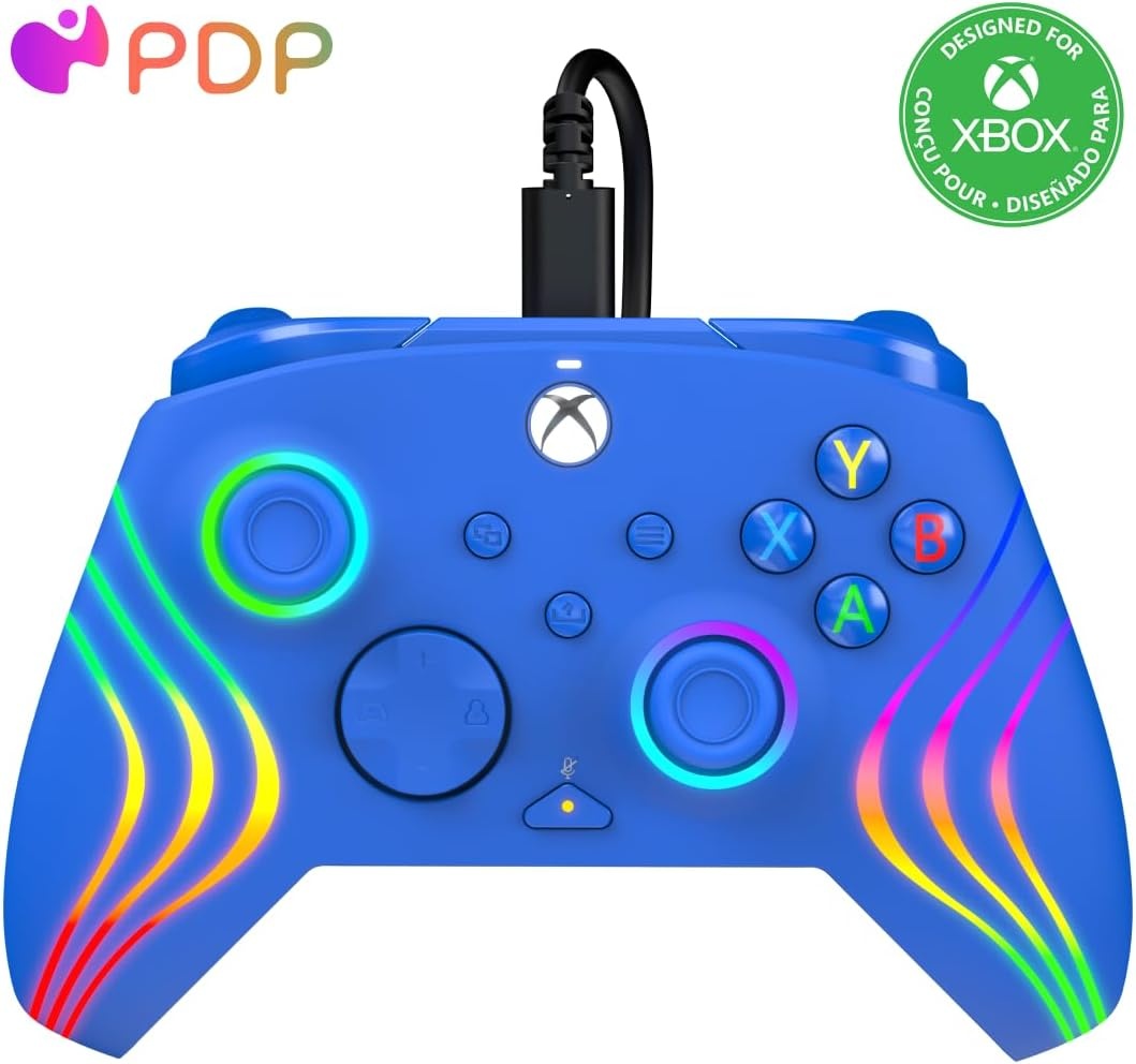 PDP Afterglow LED-gamecontroller met kabel - RGB Hue-kleurverlichting - USB-aansluiting - Audiobediening - Gamepad met dubbele vibratie - Xbox Series X|S, Xbox One, pc