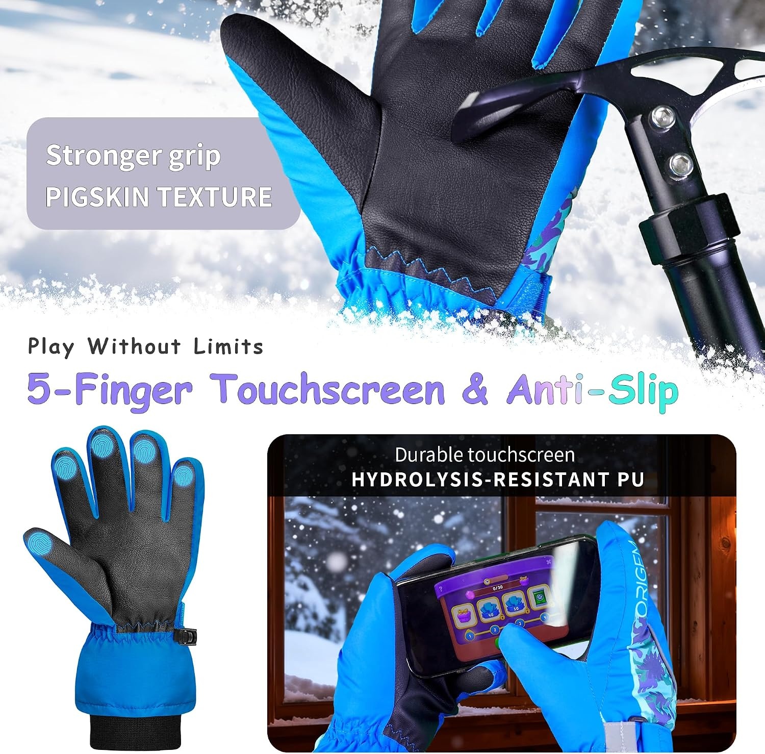 Kinder Skihandschoenen - Waterdicht & Thermisch - 4 Laags met 3M Thinsulate