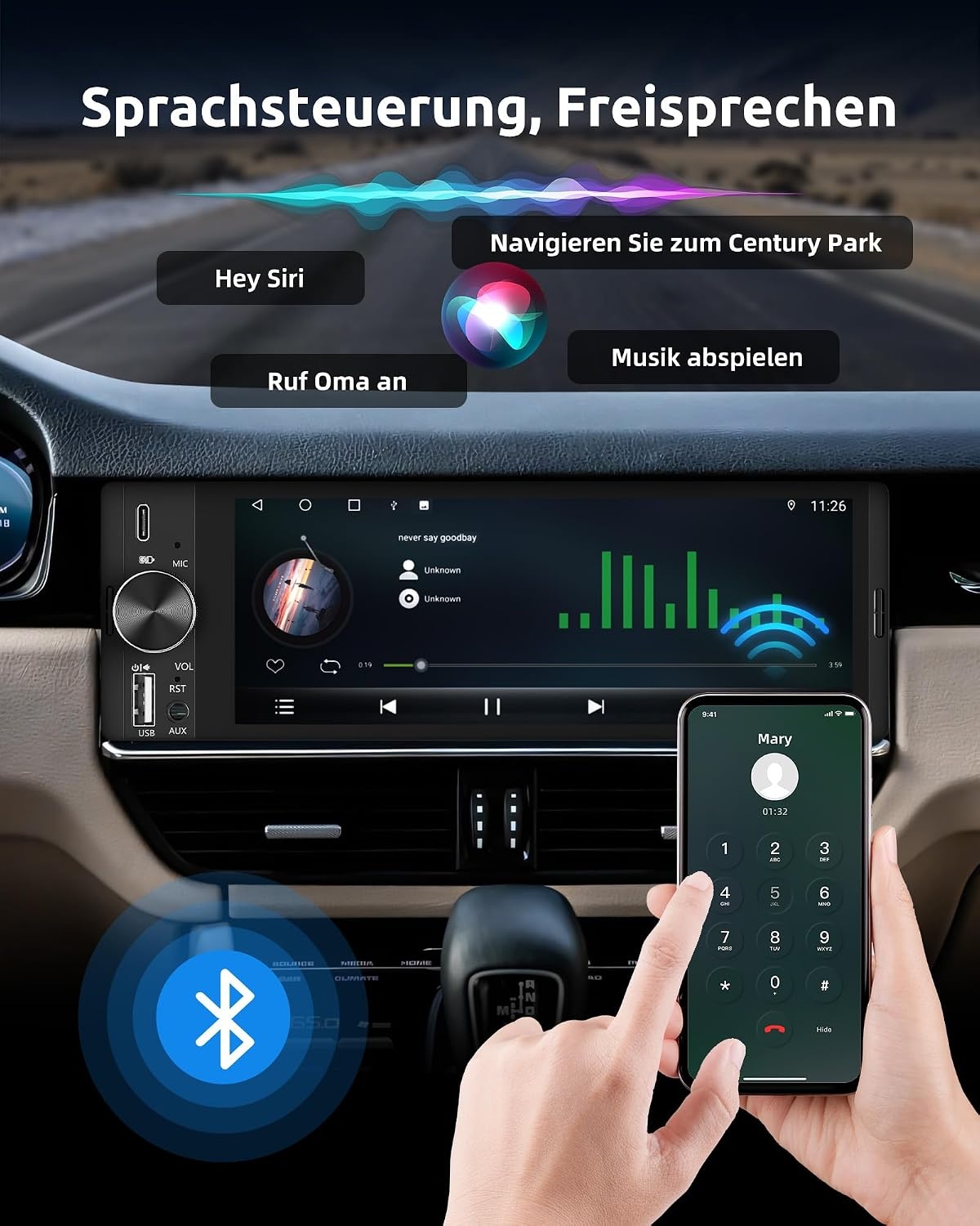 ESSGOO 6.36 inch car radio (6.3 inches)