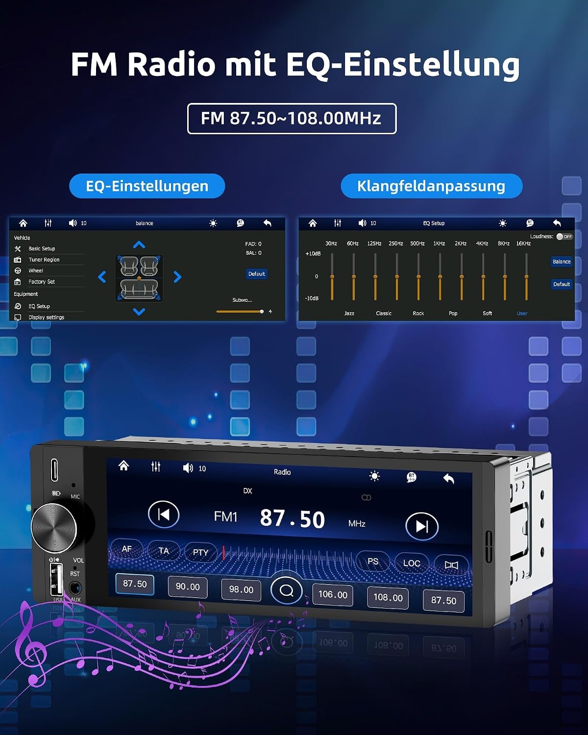 ESSGOO 6.36 inch car radio (6.3 inches)