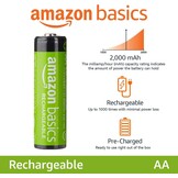 Amazon Basics 8 stuks oplaadbare AA NiMH-batterijen, 2000 mAh, 1000x op te laden, voorgeladen - Maat 8 stuks