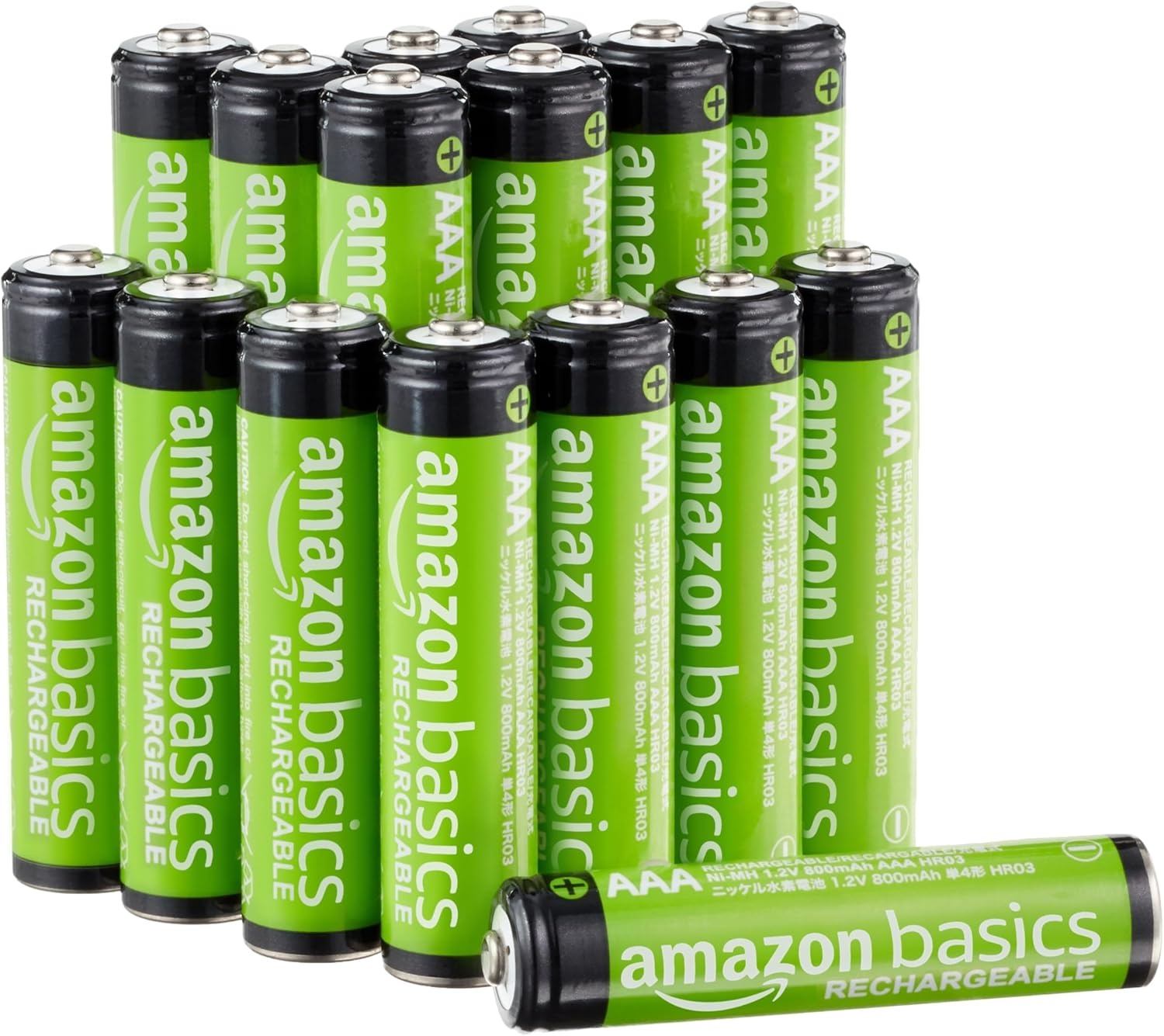 Amazon Basics 8 stuks oplaadbare AA NiMH-batterijen, 2000 mAh, 1000x op te laden, voorgeladen - Maat 8 stuks