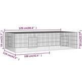 vidaXL Konijnenkooi 220x110x55 cm - Gegalvaniseerd IJzer met Korting!