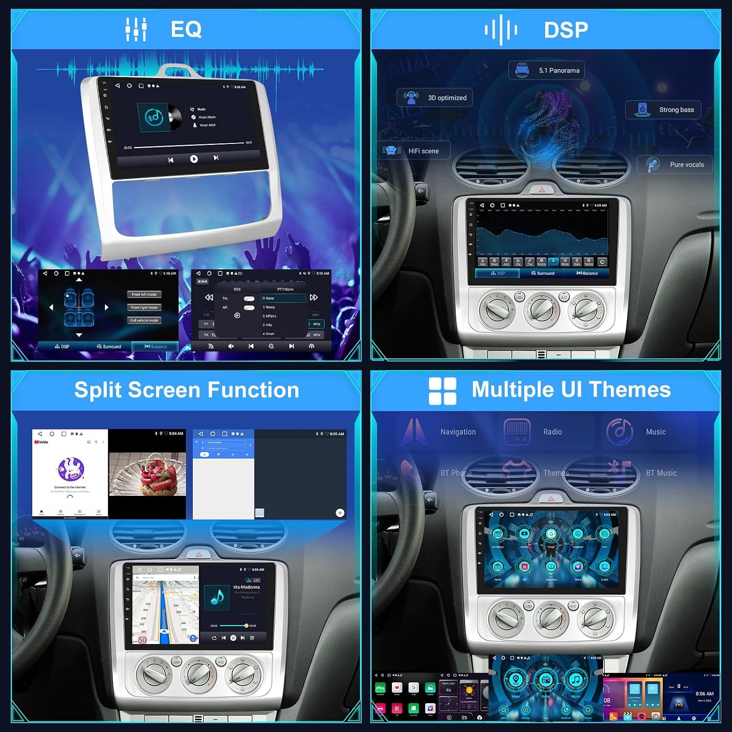 Android Autoradio 9" voor Ford Focus 2004-2011 - 30% Korting