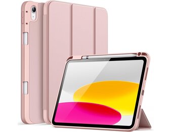 iPad Hoes 11e/10e Gen Roze Goud - Slank, Flexibel TPU, Pennenhouder & Auto-wake/sleep