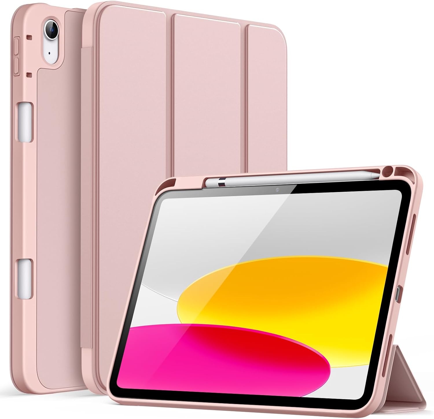 iPad Hoes Roze Goud - 11e/10e Gen - Flexibel TPU met Pennenhouder & Auto-Wake/Sleep - 53% Korting