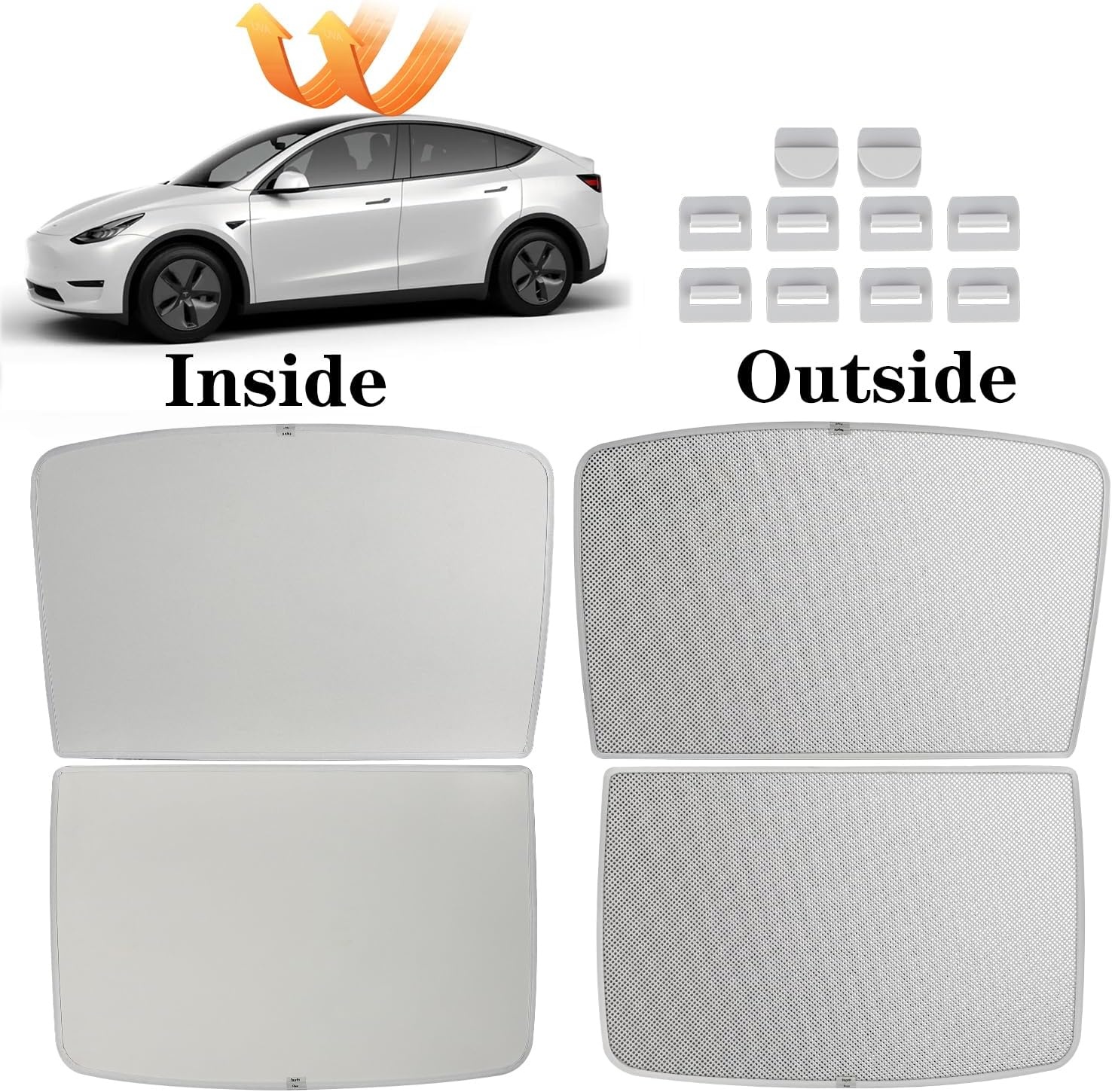 Zonnescherm voor Tesla Model Y 20-24 - Opvouwbaar, Beige
