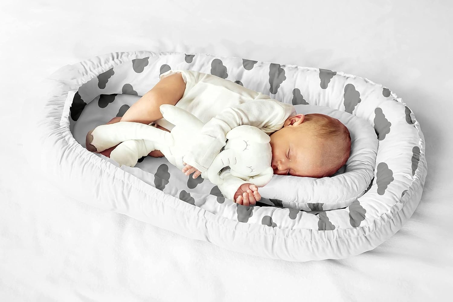 Babynestje Cocon Wit/Wolken 100% Katoen - 28% Korting!