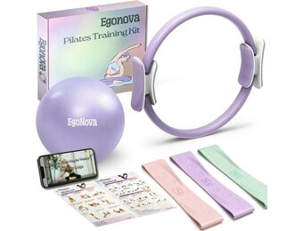 6-delige Pilates Set 35 cm - Violet, incl. Bal & Banden | 28% Korting