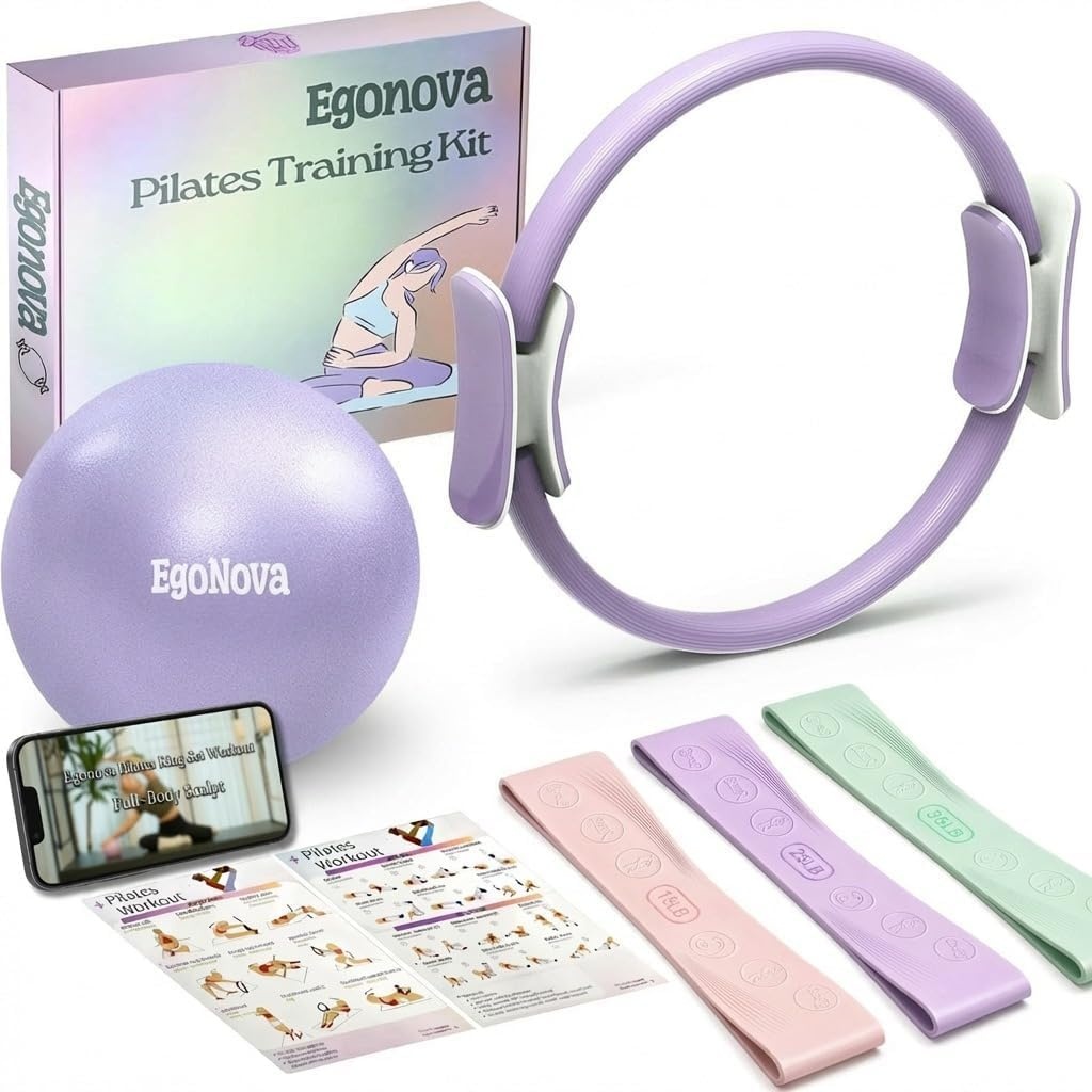 6-delige Pilates Set 35 cm - Violet, incl. Bal & Banden | 28% Korting