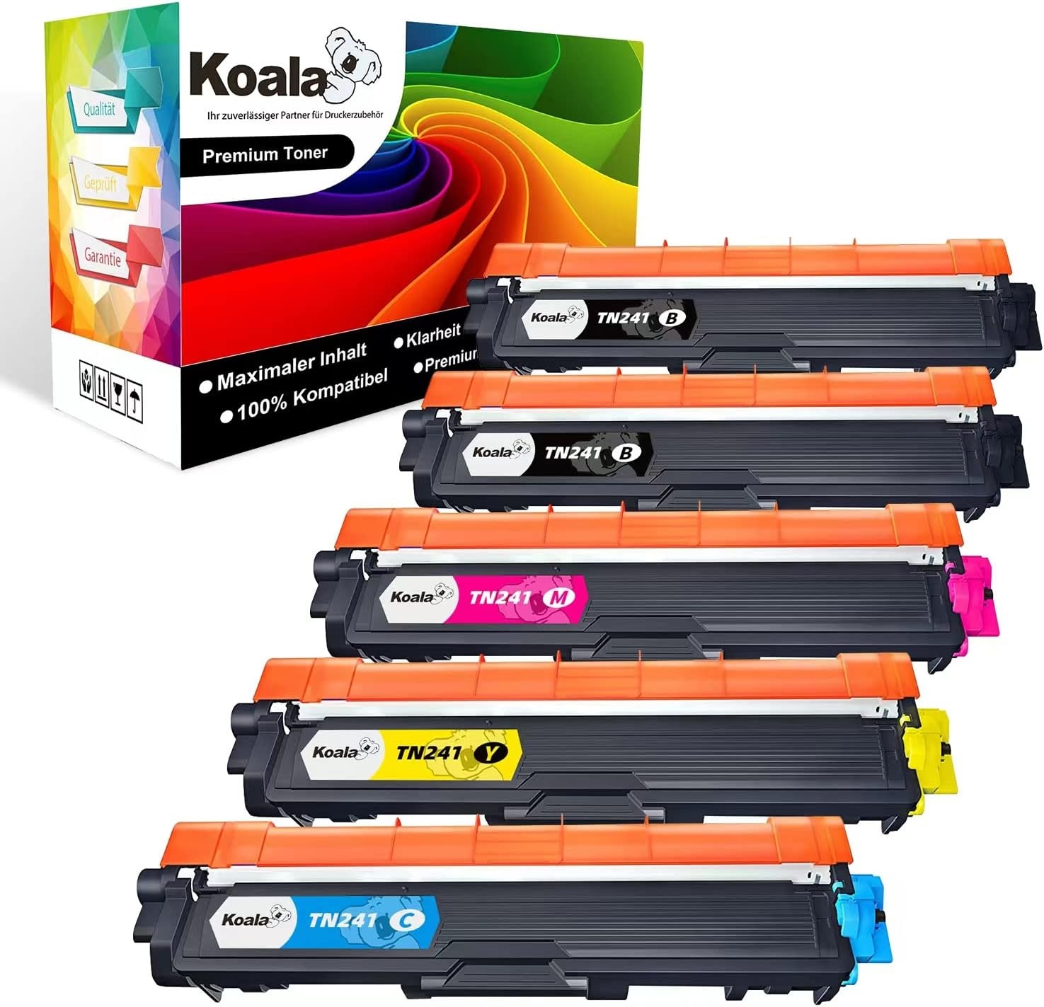 5-Pack Hoge Capaciteit Tonerset voor Brother TN241/TN245 - 59% Korting