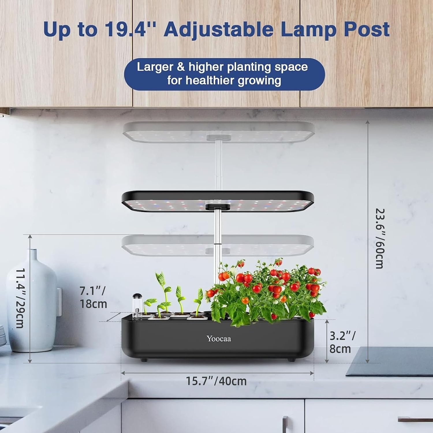Hydroponisch Kweeksysteem 12-Pods met LED, Zwart - 29% Korting