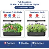 Hydroponisch Kweeksysteem 12-Pods met LED, Zwart - 29% Korting