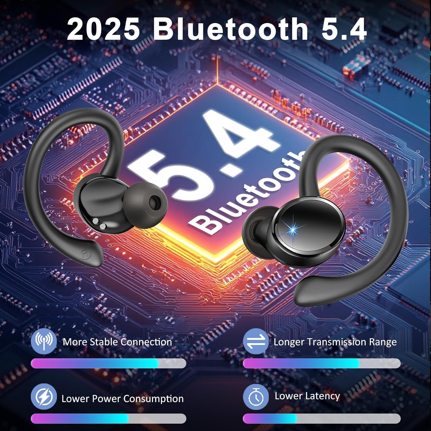 Draadloze Sport In-ear Hoofdtelefoon - 50u Speeltijd, Ruisonderdrukking, Blauw (33% Korting)