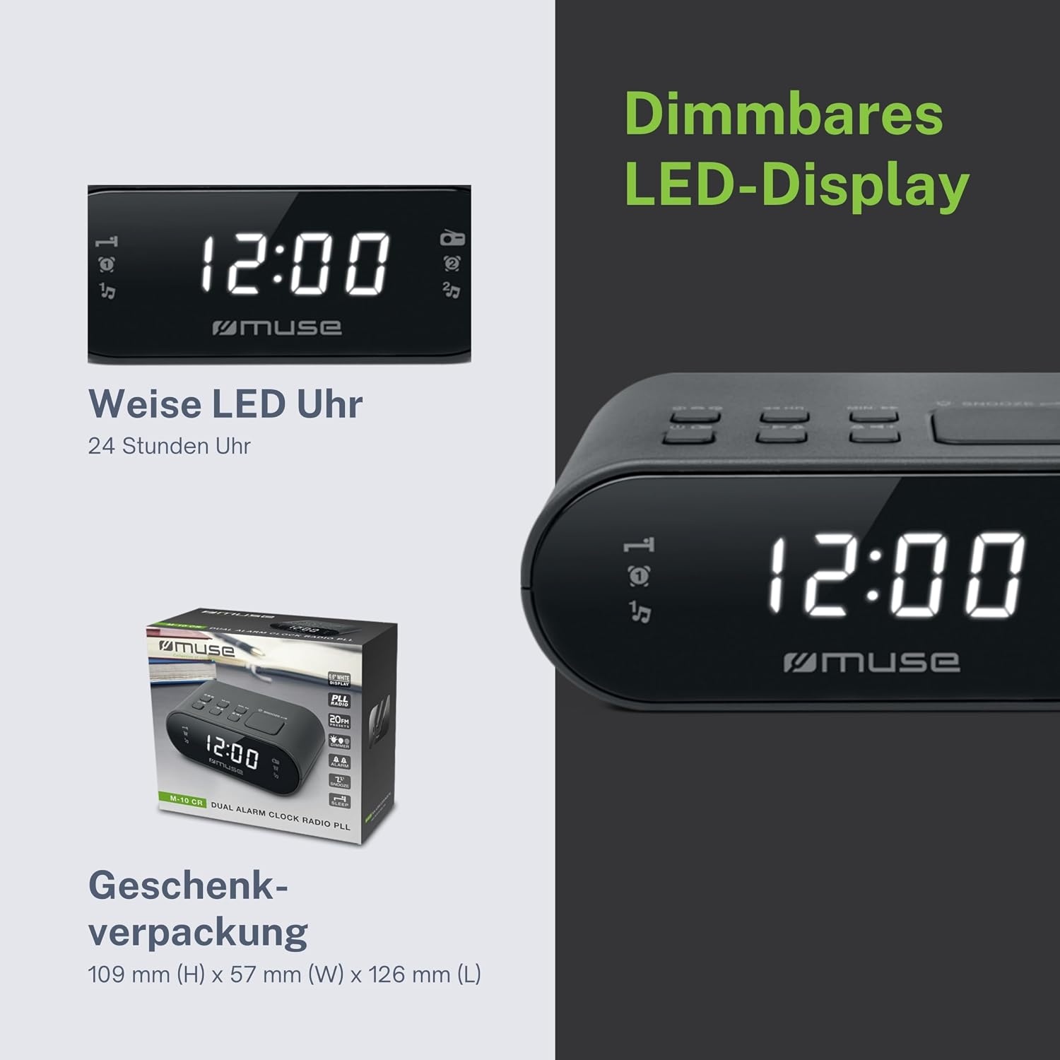 Wekkerradio M-10CR DAB+/FM met Dubbel Alarm & Grote Display - 33% Korting