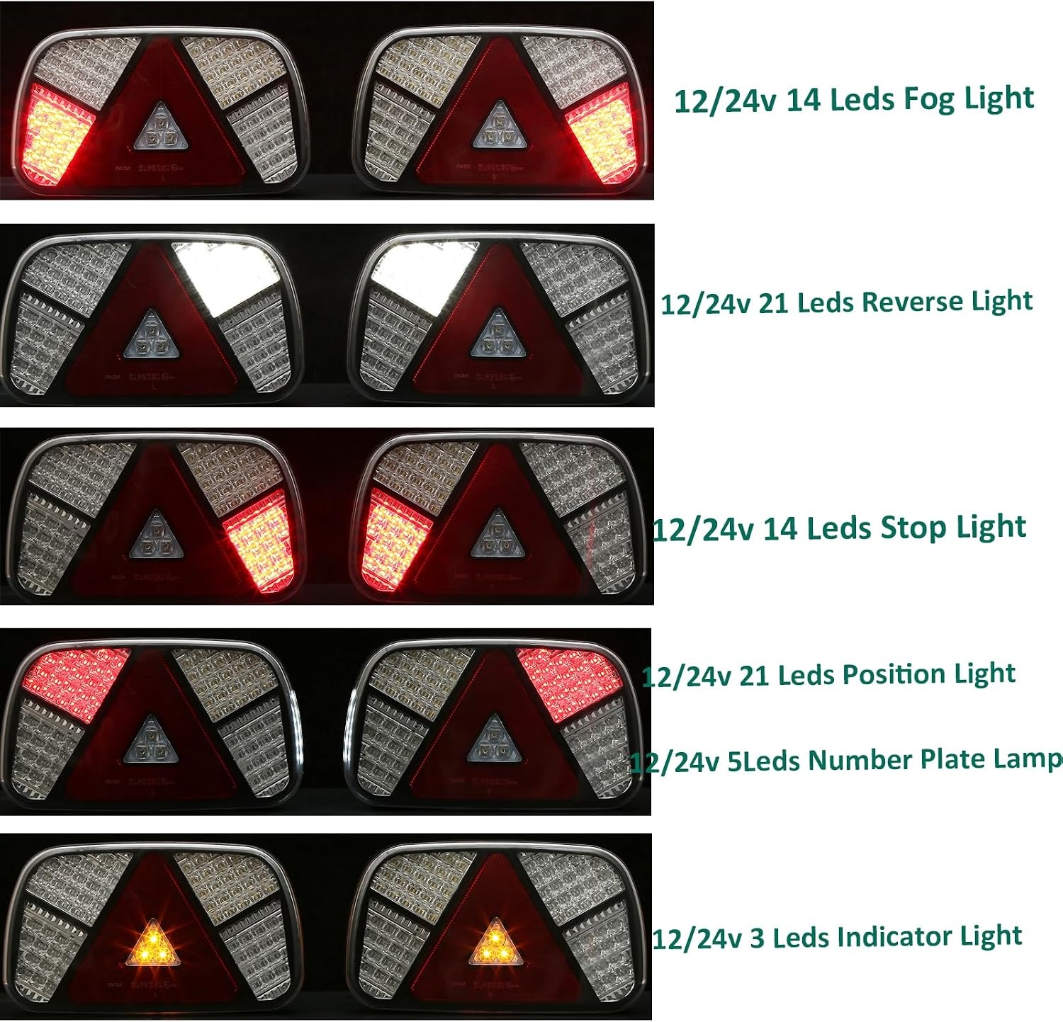 LED Achterlichten Aanhanger Caravan Trailer 12/24V - 7 Functies - IP67 - 2 Stuks (29% Korting)